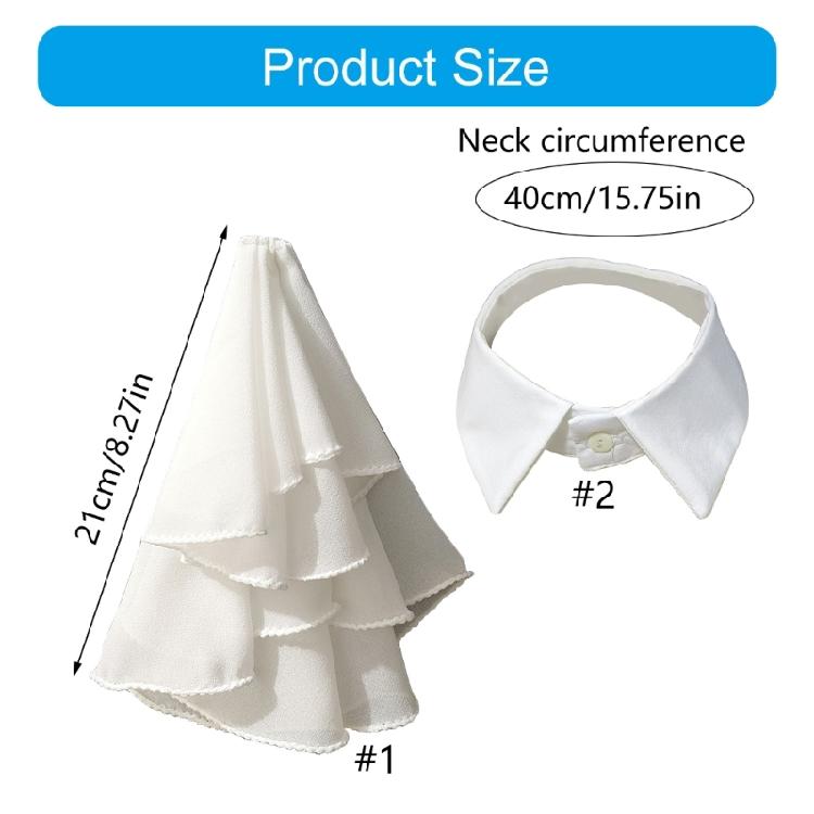 Women's Victorian Ruffled Chiffon Neck Ruff Fake Collar Layered Necktie Shirt Front For Performances Cosplay Costumes