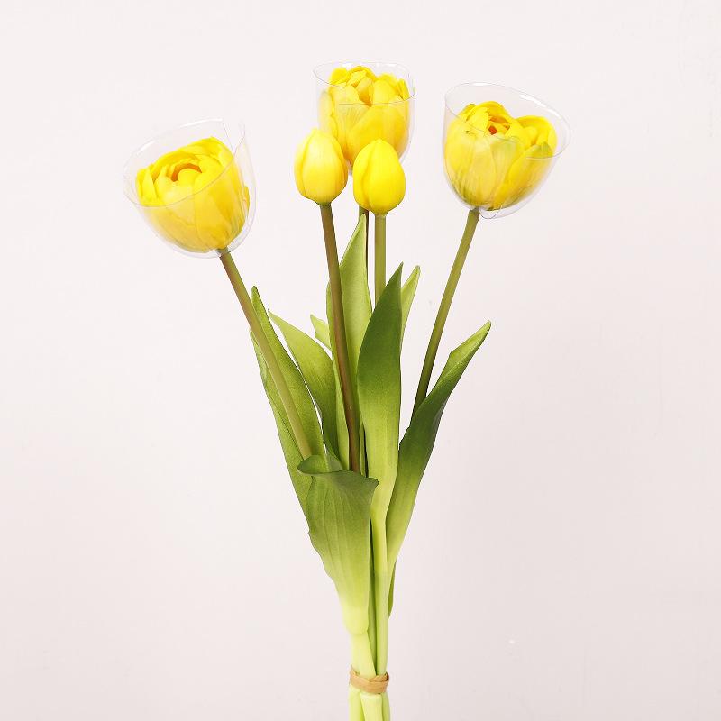 Tulip Bouquet Silicone Tulip Flower Simulation Flower Moisturizing Feel 5 Tulips