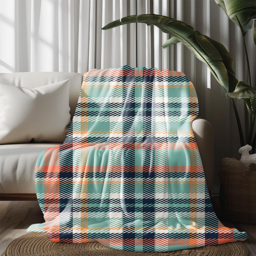 Colorful Checked Blanket Microfiber Flannel Cover Blanket Bedroom Living Room Sofa Soft And Comfortable Home Decoration