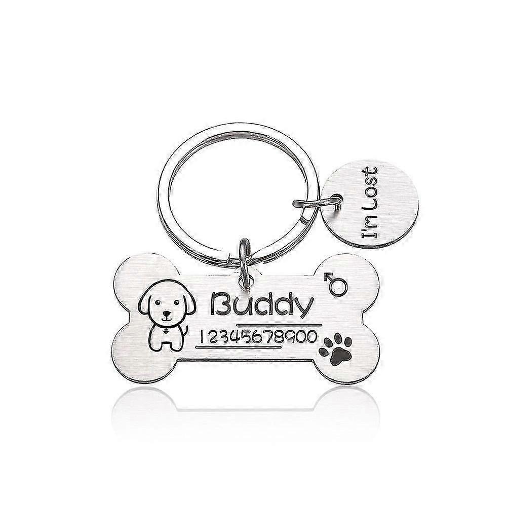 Custom Pet ID Tags with Free Engraving, Bone-Shaped Anti-Lost Name Plates for Dogs and Cats