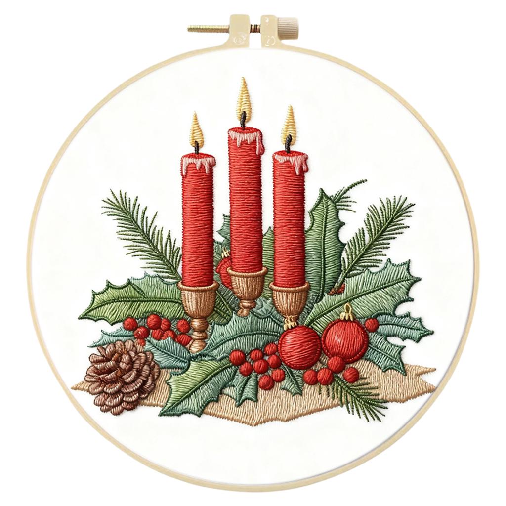 Christmas DIY Stitches Kit with Embroidery Hoop Hand Sewing Kit 29x29cm Starter Embroidery Kit for Beginners Craft Lovers Gift
