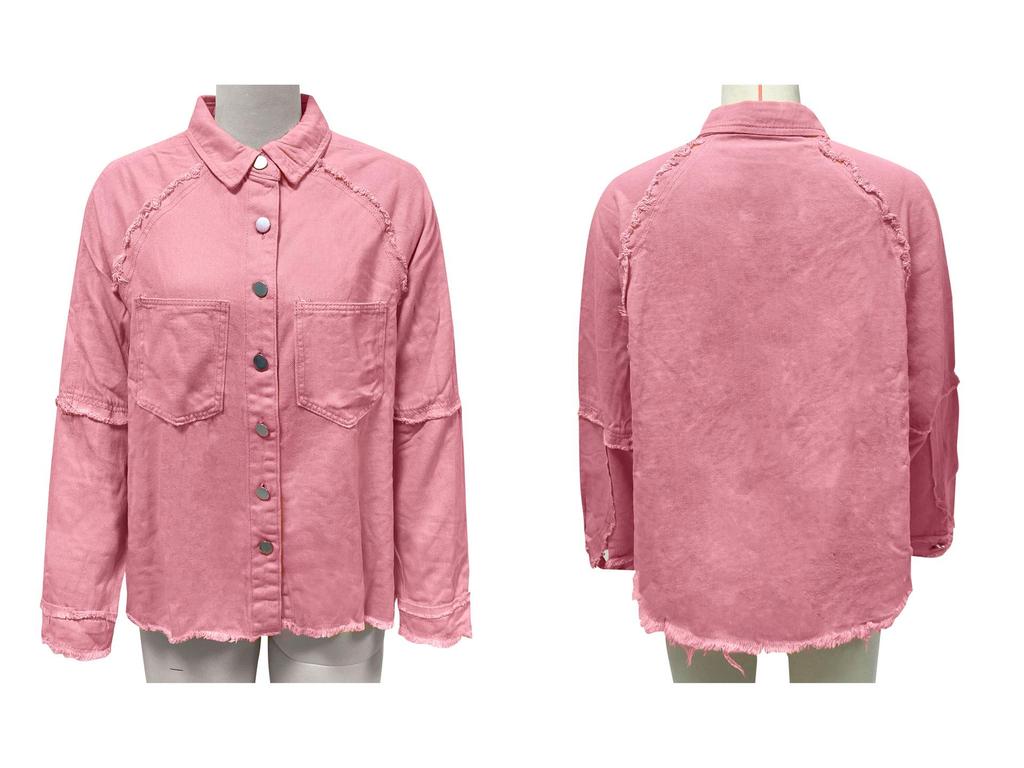 2025 Women's Casual Frayed Denim Jacket - European & American Style