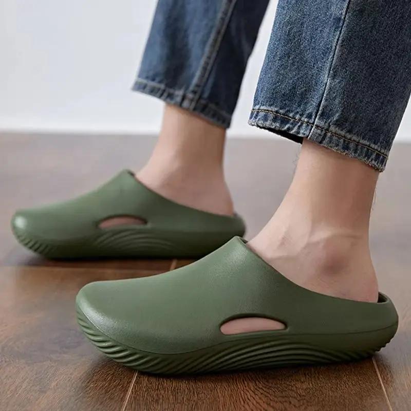 Men's Slippers Summer New Baotou Cave Slippers Outdoor Thick Soled Non Slip Sandals Lightweight Beach Casual Slippers