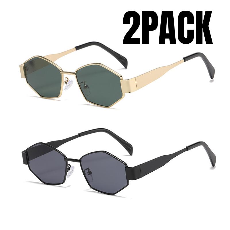 MEW 2PACK Diamond Shaped Glasses Triumphal Arch Fashion Internet Famous Sunglasses Metal Sunshade glasses  Trend