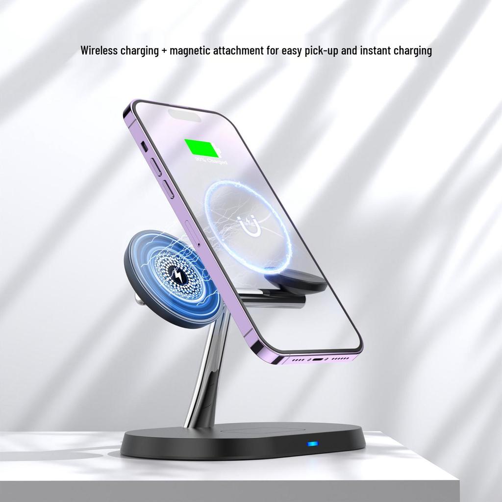 3-in-1 Wireless Charger for Apple & Huawei Phones, Magnetic Earphone & Watch Charging