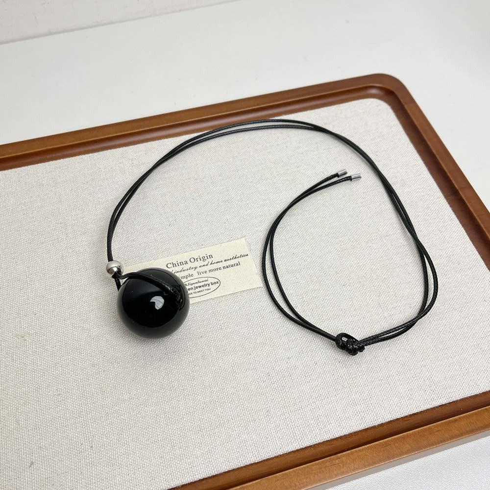 

Black Color Geometric Ball Pendant Necklace Silver Color Long Chain Necklace Jewelry Accessories чорний