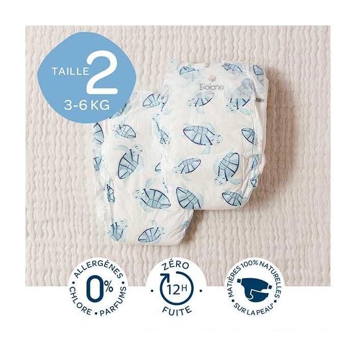 Biolane - Couches Naturelles Taille 2 - Ultra-Absorbant, Pas De Fuite - 28 Unités