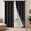 Winter Proof Thermal Curtain with Detachable Quilted Liner Noise Reducing Quick Grommets Mounting Indoor Insulation