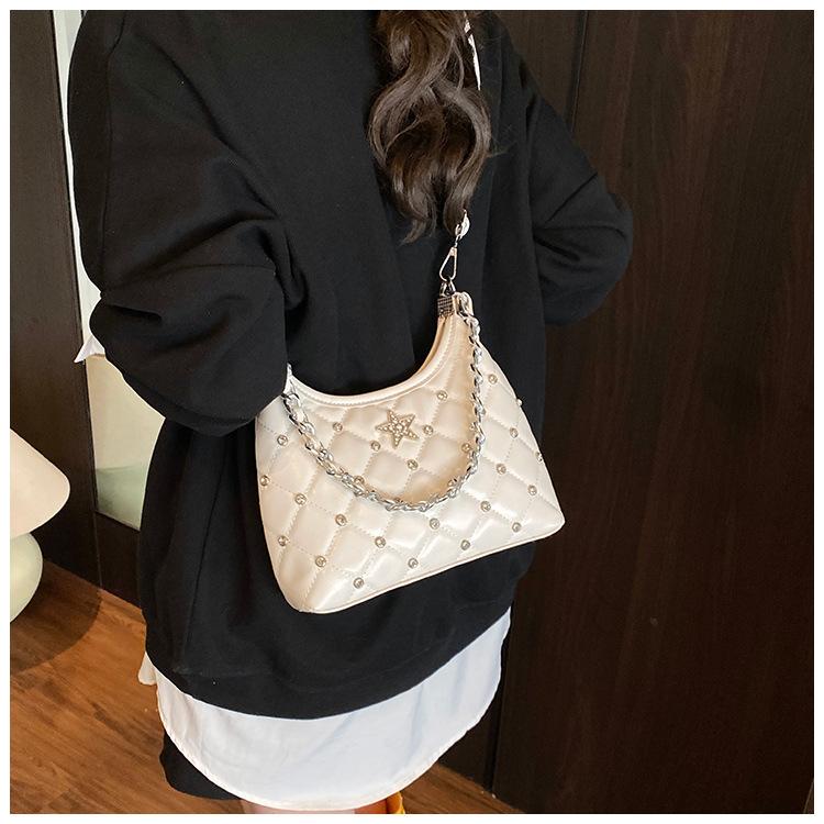 Bag Women's New Fashion Rhombus Chain Underarm Bag Niche Simple Shoulder Bag