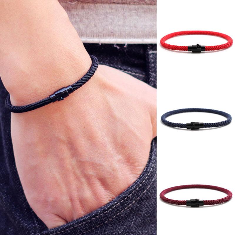 New Simple Style Rope Bracelet Men Grade A 4mm String Leisure Pulseira Outdoor Cool Biker Hand Accessories Hombre Gift For Him
