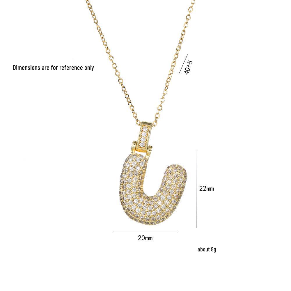 Women's European & American Style Copper Zircon Initial Necklace - Fashionable Clavicle Chain