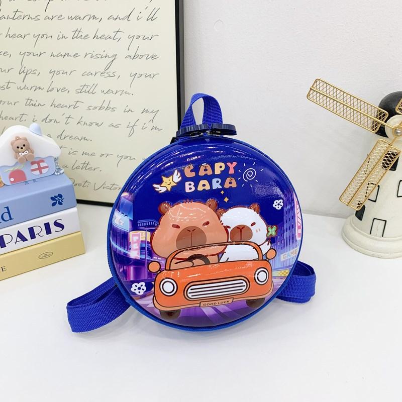 School Bag New Cartoon Hard Shell Small Round Bag Kapibara Cute Eggshell Small School Bag Boys and Girls Snacks Backpack