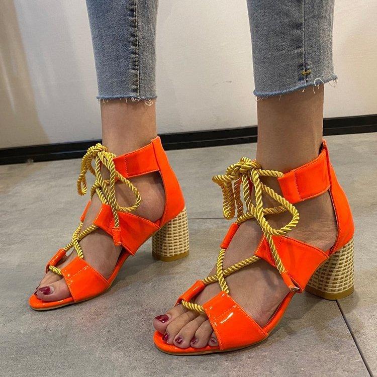 High Heel Sandals Fish Mouth Lace Up 