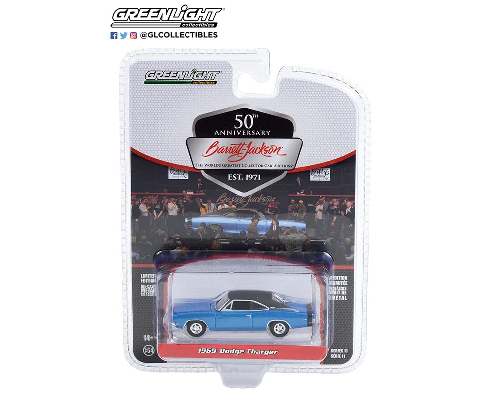 Greenlight 1/64 Scale Dodge Charger 1969 Blue Barrett-Jackson 37270-B (Parallel Import)