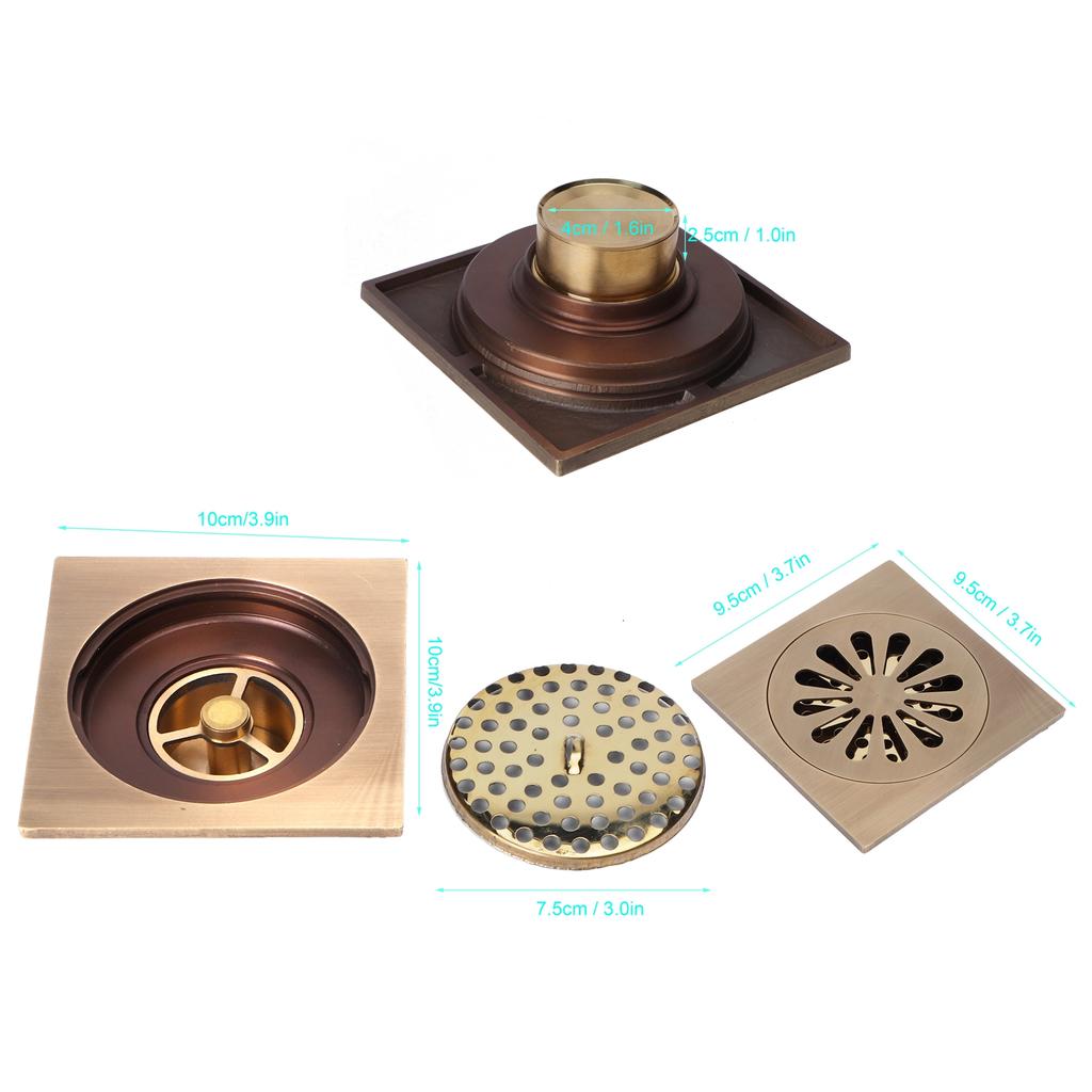 Bathroom Drain Floor Drain Set European Antique Copper Shower Drain Bathroom Toilet Accessory Drainage System
