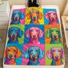 Colorful nine grid cat dog Print Flannel Blanket,High quality Comfortable for All Seasons,Home Decor,Warmth and Comfort,Perfect for Christmas Gifts
