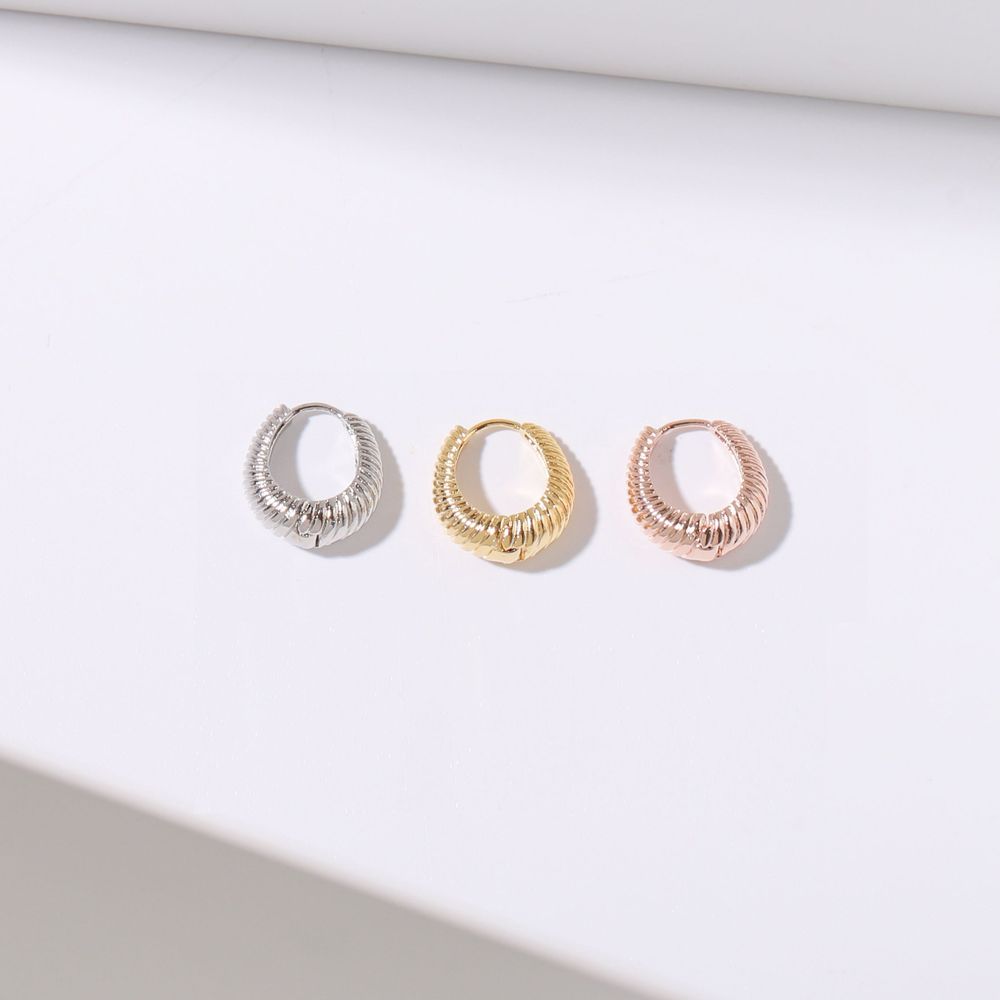 

Shihu Jewelry Sophisticated Rope Line Hoop Earrings Ec445E Silver