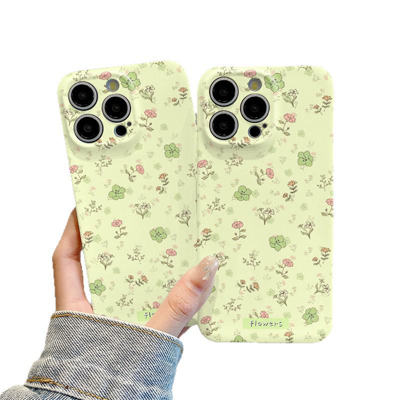 Creative Green Floral Cartoon Phone Case for iPhone 17 Pro Max with Protective Film