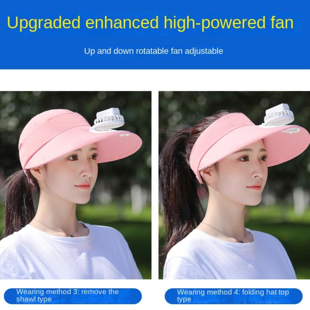 Breathable Cycling Sun Hat with Electric Fan Sunscreen Hat Outdoor Fan Hat  Camping Hiking