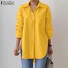 ZANZEA Women Turn Down Collar Loose Casual Long Sleeve Button Blouse