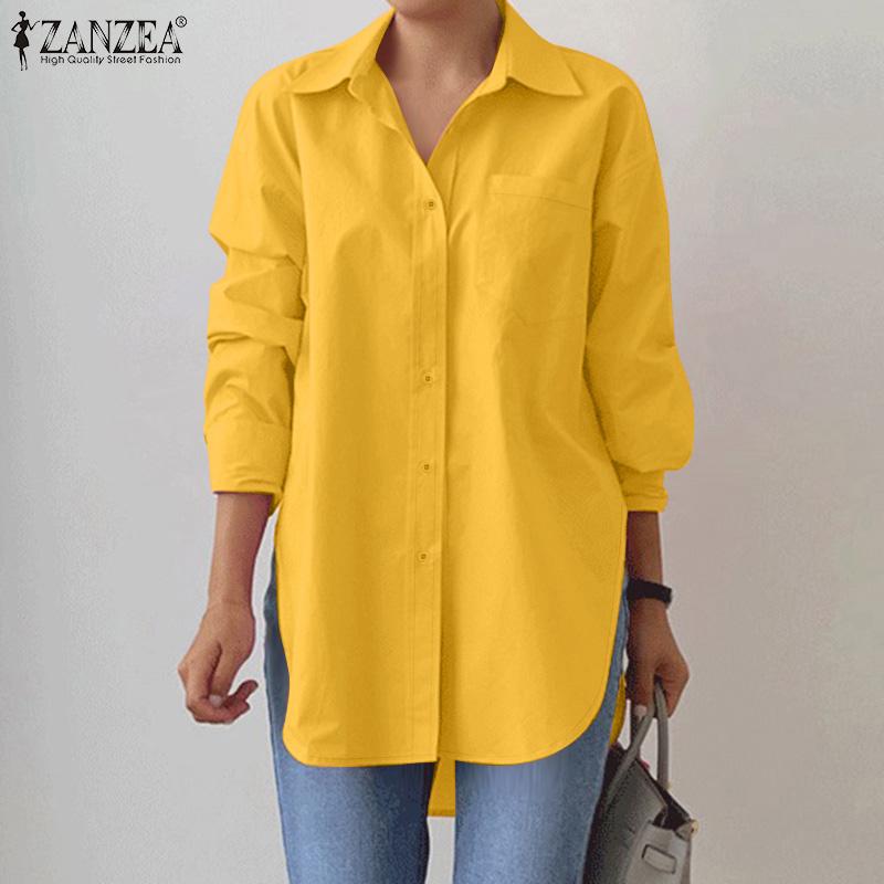 ZANZEA Women Turn Down Collar Loose Casual Long Sleeve Button Blouse