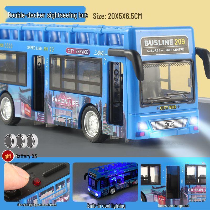 Children's Light & Sound Inertial Bus Toy with Opening Doors and Music