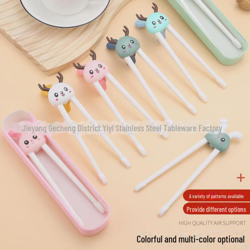 Kids' Tiger Mouth Training Chopsticks & Spoon Set for Ages 2-6 - Creative Tableware for Learning To Eat