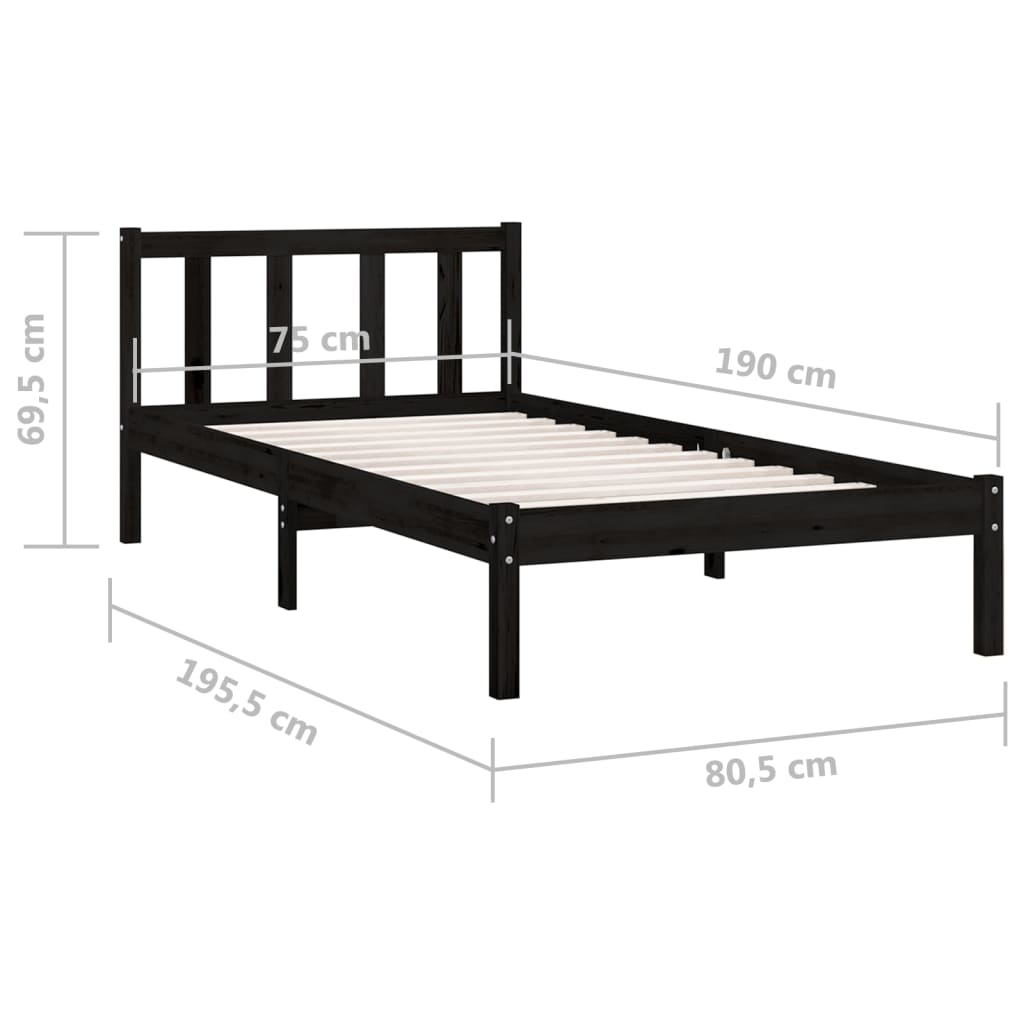 Solid Wood Bed Frame Without Mattress Black