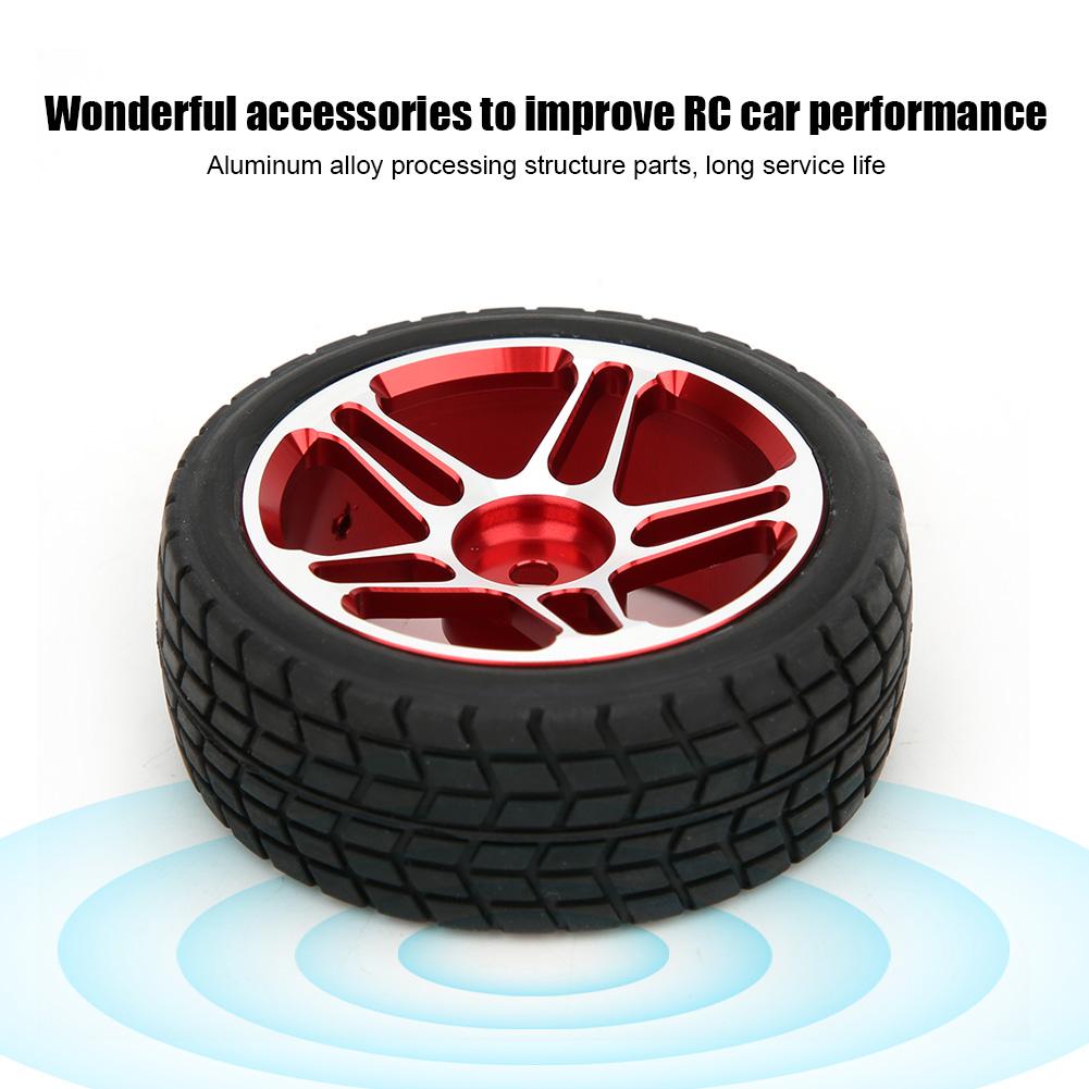4PCS Aluminum Alloy 110 RC Car Tire Tyre Remote control Car Wheel Hub ReplacementRed