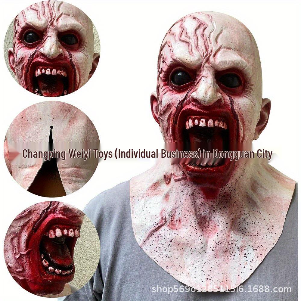 Latex Bloody Vampire Mask with Long Fangs - Halloween Horror Ghost Face