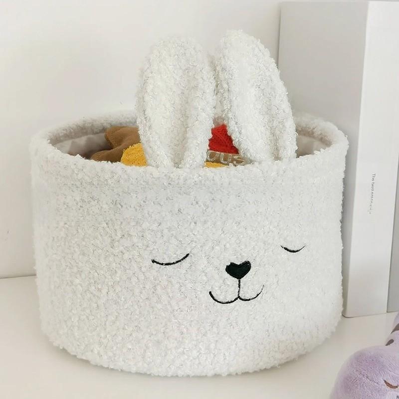 Cartoon Rabbit Storage Basket With Polyester Fabric For Laundry And Toy Organization