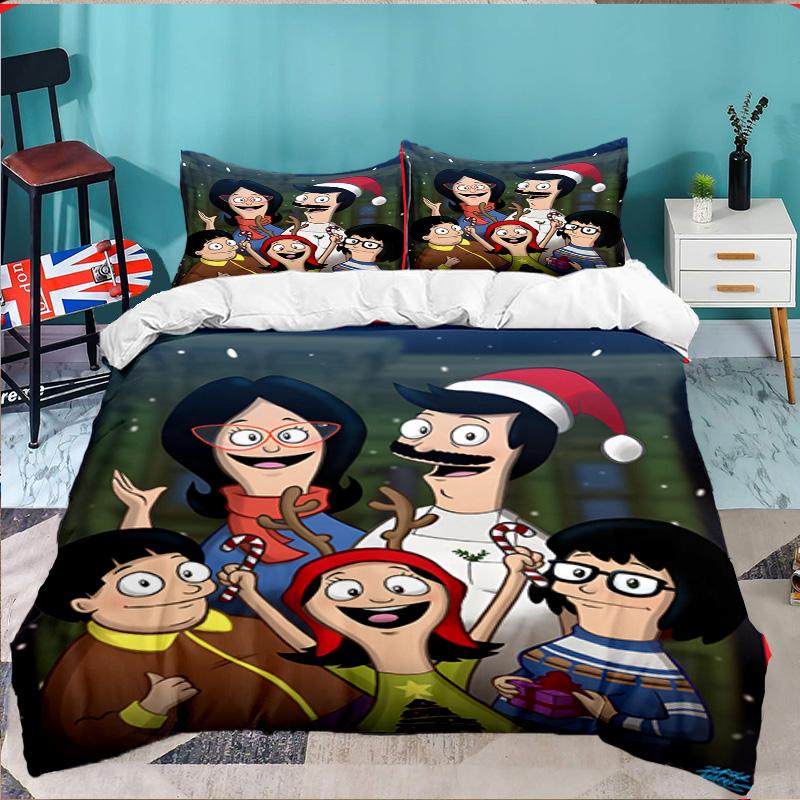 3PCS Bob'S Burgers Bedding Set,Including 1pc Duvet Cover And 2pcs Pillowcases Perfect for Bedroom, Dormitory, Large size Fan Christmas gift