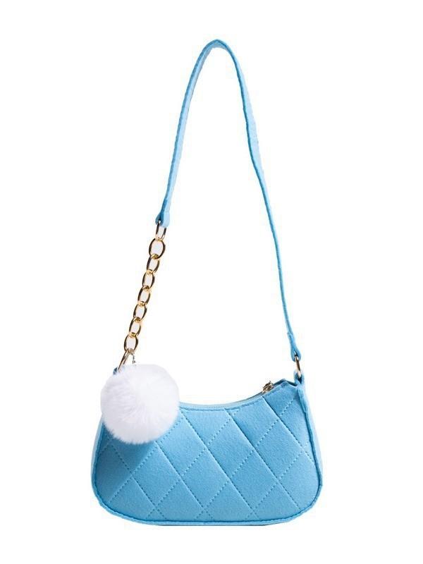 

Chic Solid Color Felt Handbag With Zipper Closure Ideal For Everyday Casual Outfits світло-синій колір
