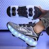 29-40 Pantofi de alergare cu patru roți pentru băieți Pantofi plați detașabili Pantofi sport luminoși USB reîncărcabili Patine cu rotile pentru fete Pantofi pentru băieți