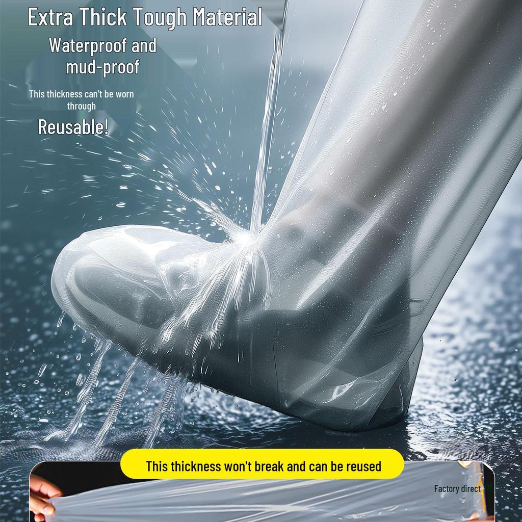 Rainy Day Non-Slip Waterproof Shoe Covers: Disposable, Portable, Wear-Resistant & Thickened High-Top Boots for Adults