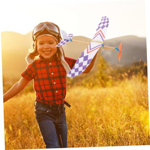 Housoutil 3 Pieces DIY Aircraft Toy Windup Model Airplane Foam Glider Bird Design Aircraft Rubber Band Powered DIY Model Bamboo