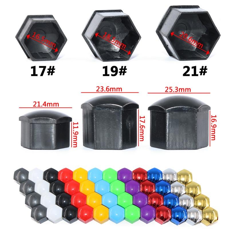 20Pcs Car Wheel Nut Caps Protection Covers Caps Anti-Rust Car Tire Screw Caps Nut Bolt Auto Exterior Accessories 17/19/21mm