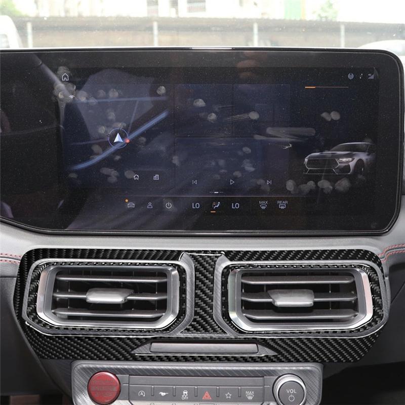 Carbon Fiber Sticker For Ford Mustang GT 2024 2025 Car Central Control AC Outlet Vent Panel Trim Interior Accessories