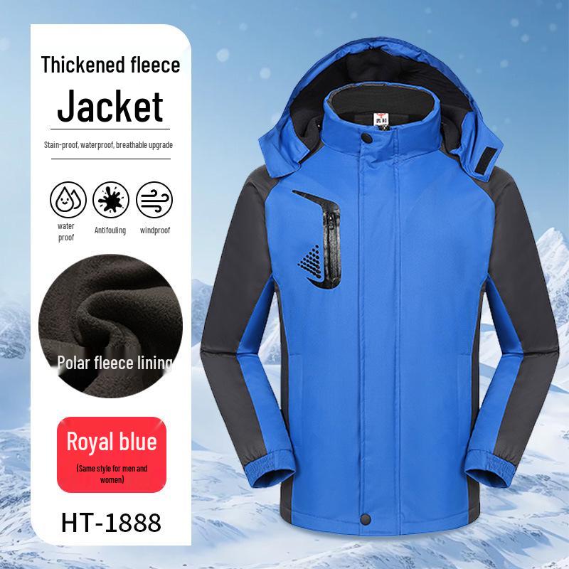 Customizable Logo Waterproof 3-in-1 Windbreaker: Thick, Outdoor Work Jacket for Autumn and Winter