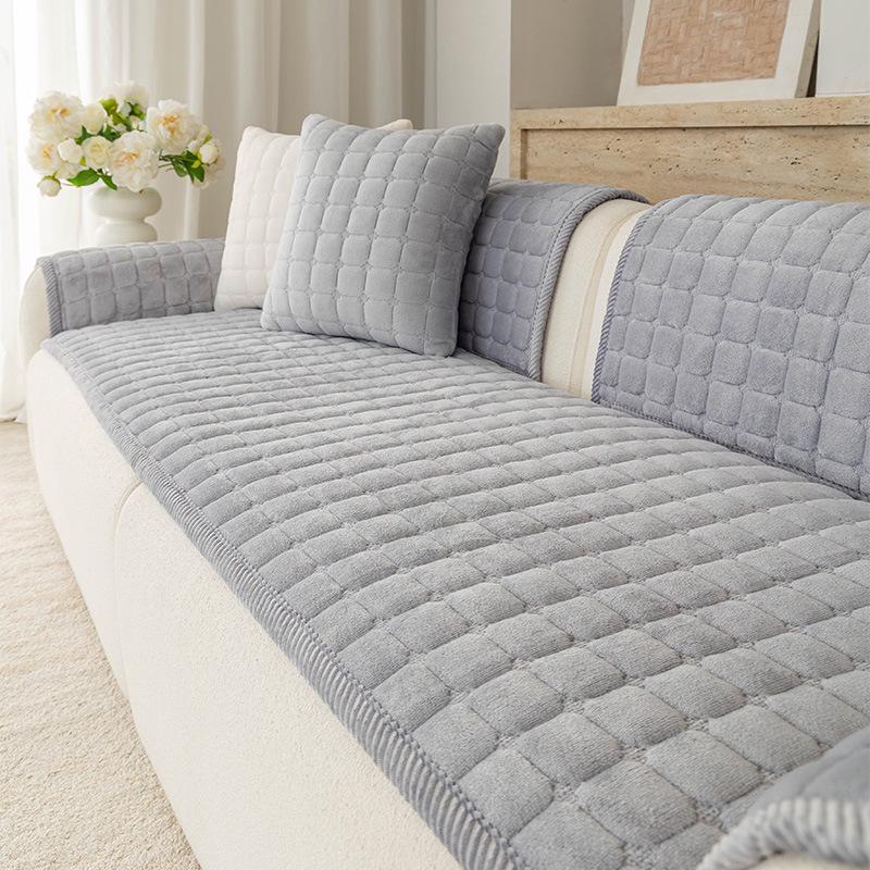 Thickened Non-slip Flannel Sofa Mat & Plush Seat Cushion for Autumn and Winter