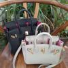 Pearl Grey Pink Platinum Bag Black Pine Rose Red Raspberry Pink Togo Leather Contrast Shoulder
