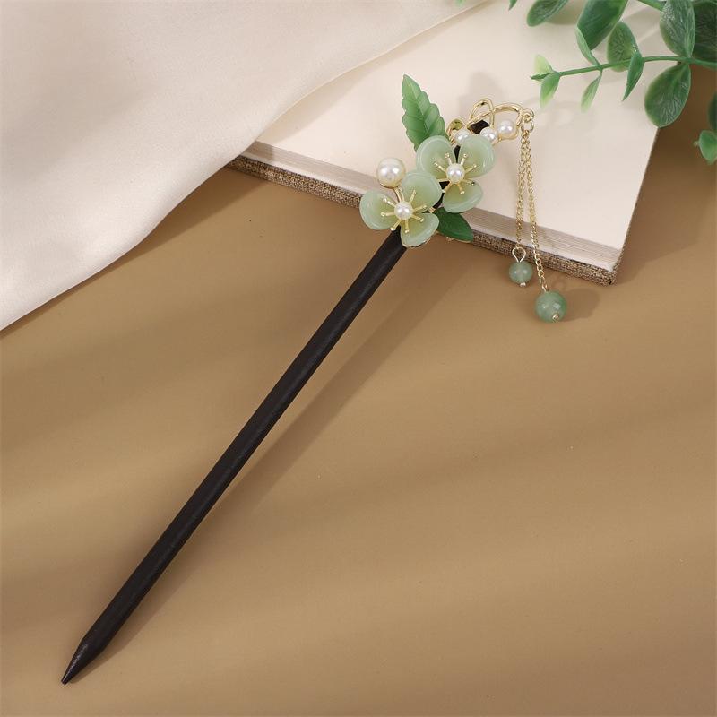 Ancient Style Tassel Hairpin - Imitation Ebony Wood, Hanfu Accessories, Chinese Jewelry for Women