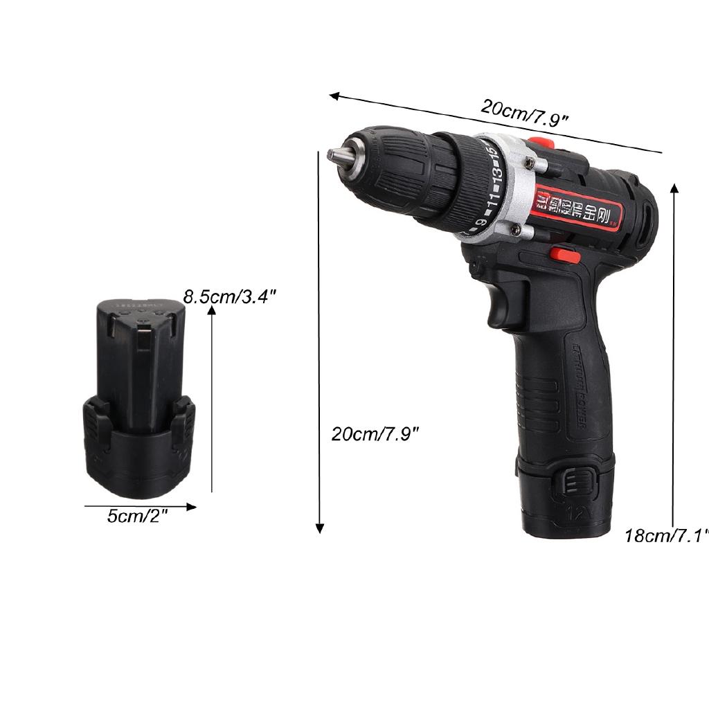 1/2Pcs 35Nm Cordless drill Double Speed Adjustment LED lighting Large capacity battery 15-speed torque adjustment