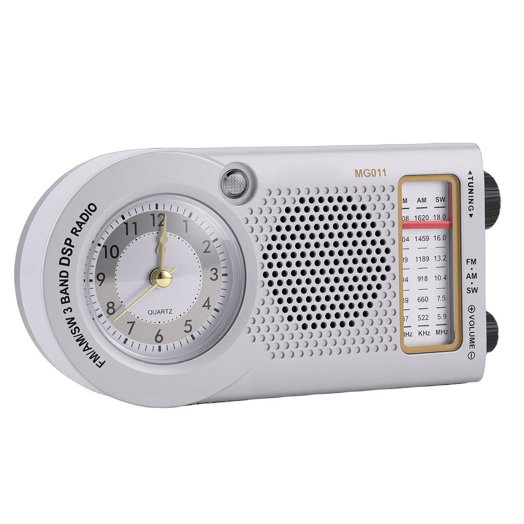Portable Radio Rechargeable Battery Operated FM AM SW Multi Band Radio with Clock 3W Speaker for Music News Traffic Updates