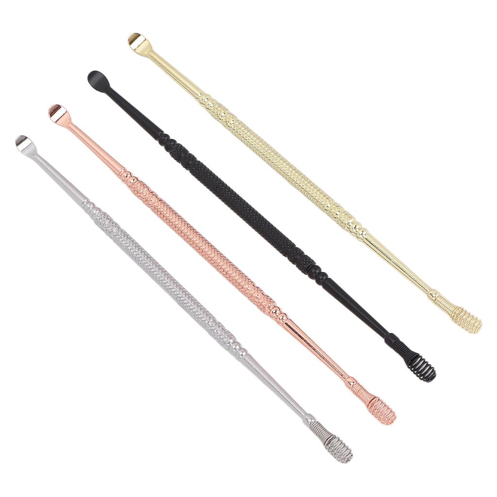 4 Colors Stainless Steel Double Head Ear Spoon 360 degrees Spiral Earwax Remover Cleaning Tool