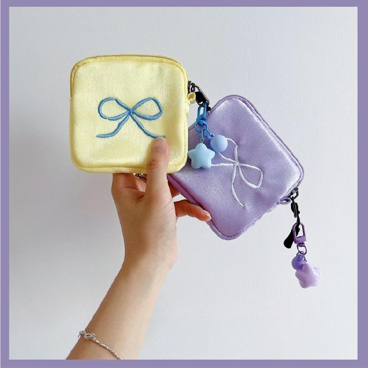 Multifunctional Small Stuff Pouch Organizer Bag and Removable Strap Set Elegant Bowknot Daily  Storage Solution