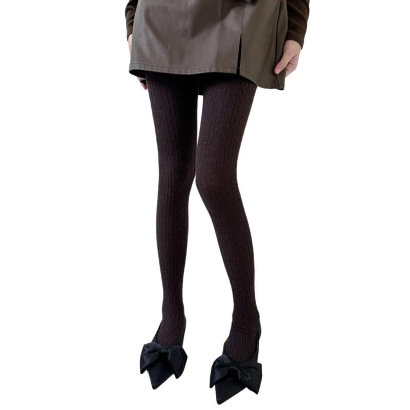 Women Vintage Twist Striped Pattern Jacquard Tights Winter Fall Opaque Pantyhose Stockings Slimming Leggings Hosiery