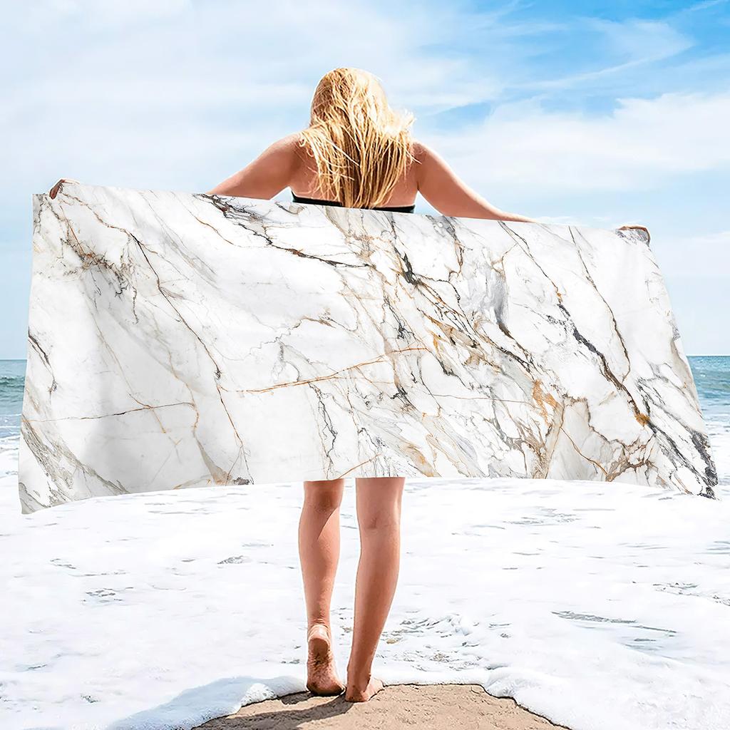 Beautiful Marble Pattern Printing Series Seaside Vacation Beach Towel Swimming Bath Towel