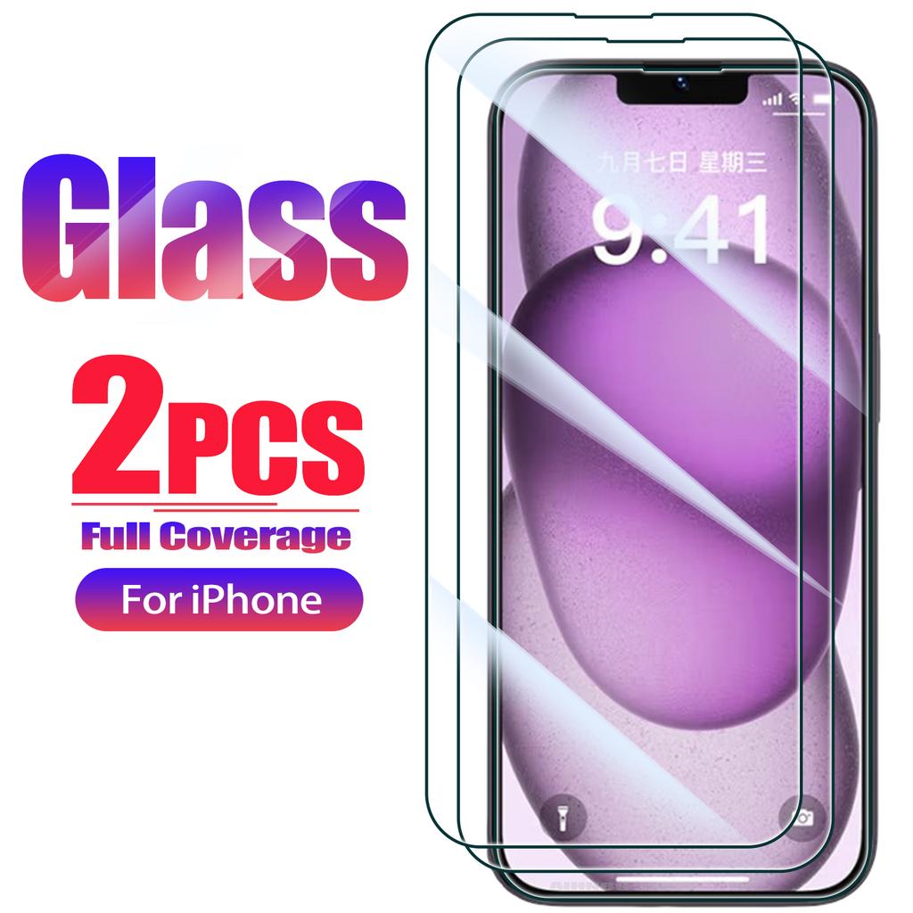 2pcs Protetor De Tela De Vidro HD Para iPhone 16 15 14 13 12 11 Pro Max 14 Plus X XS XR Vidro Temperado Para iPhone 16e SE 4 Filme