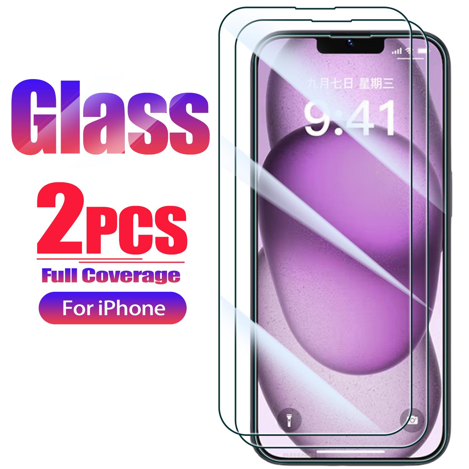 

2pcs protetor de tela de vidro HD para iPhone 16 15 14 13 12 11 Pro Max 14 Plus X XS XR vidro temperado para iPhone 16e SE 4 filme iPhone 17 pro max чистий